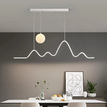 Minimalist Line Dining Room Chandelier Creative Moon Bar Table Kitchen Pendant Lamp Home Decor Bedroom Living Room Hanging Light