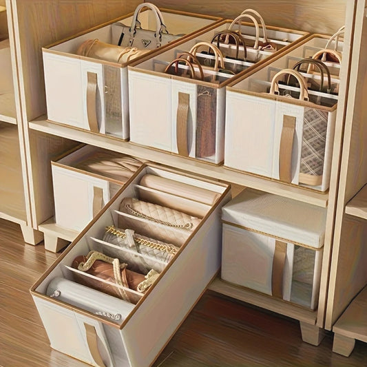 5 Grids Handbag Storage Box Closet Handbag Organizer Wardrobe Clothes Thickened Pants Sweatshirt Shirt Storage Box Compartment
