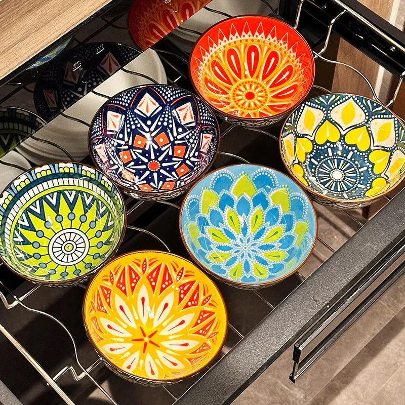 Ceramic Bohemian Underglaze Color Rice Bowl New Home Especially Good-looking Eating Rice Bowl