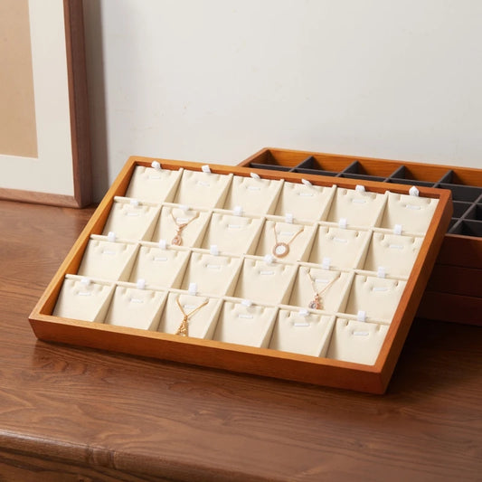 MISHITU Wooden Storage Tray Ring Necklace Bracelet Storage Tray Jewelry Display Tray Multifunctional Display Home Storage Box