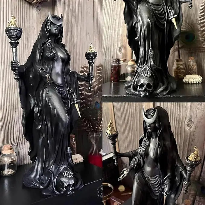 Greek Witch Statue Figurine Decoration Halloween Hecate Witch Modern Hounds of Magic Resin Sculpture Decor