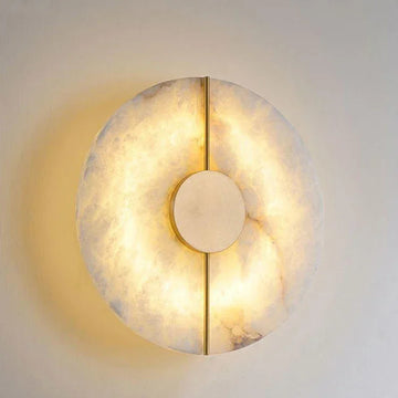 Modern Creative Marble Wall Lamp alabaster moon Living Room Gold Copper Home Indoor Decoration LED Sconce Bedroom Bedside Round