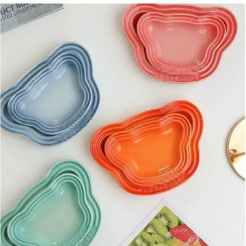 15cm Ceramic Bear Plate Instagram Wind Dinner Plate Cartoon Macaron Gradient Desserts Snacks Jewelry Accessories Tray