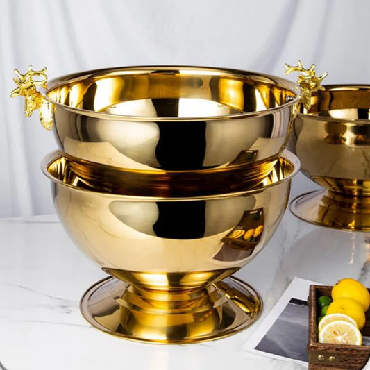 3L/13.5L 304 Stainless Steel Deer Head Ear Champagne Bowl Beer Bucket Keg Food Grade for Red Wine Beer Cooler Ice Bucket Bar