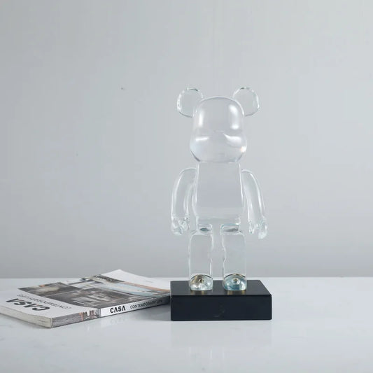 400% Transparent Bear Figurine Resin Clear Violent Bear Statues Figures Luxury Living Room Decorations Sculpture Home Ornament