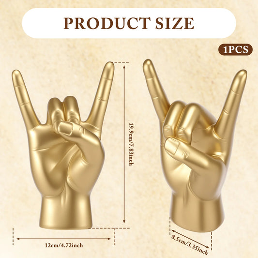 Resin Rock and Roll Gesture Hand Figurines Devil Horns Sculpture Home Decoration Accessories Shelf Tabletop Decor Pop Art