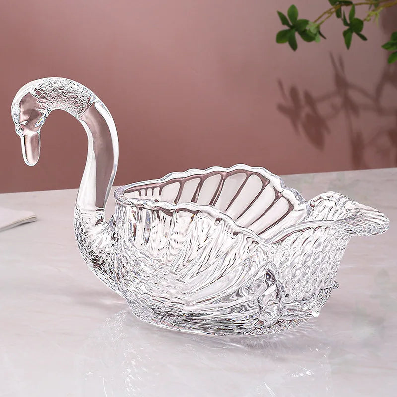 New High Beauty Fruit Tray Family Living Room Tea Table Crystal Glass Dim Sum Tray Candy Snack Tray Table Top Decoration Tray