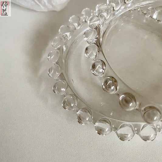 Transparent Glass Coaster Dessert Tray Jewelry Storage Organizer Trinket Dish Sauce Plate Tableware Decor Kitchen Accessories