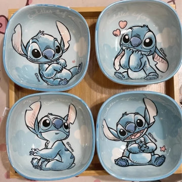 Cute Cartoon Stitch Anime Peripheral Japanese Square Tableware Snacks Dipping Dishes Kitchen Supplies Square Ceramic Bowls Gifts