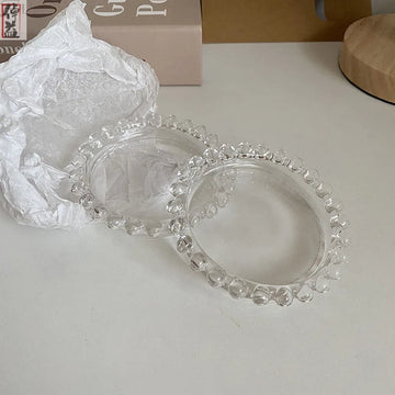 Transparent Glass Coaster Dessert Tray Jewelry Storage Organizer Trinket Dish Sauce Plate Tableware Decor Kitchen Accessories