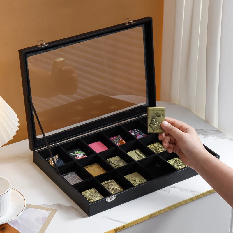 Lighter storage box windproof lighter display shelf collection box exhibition shows transparent tape cover dust