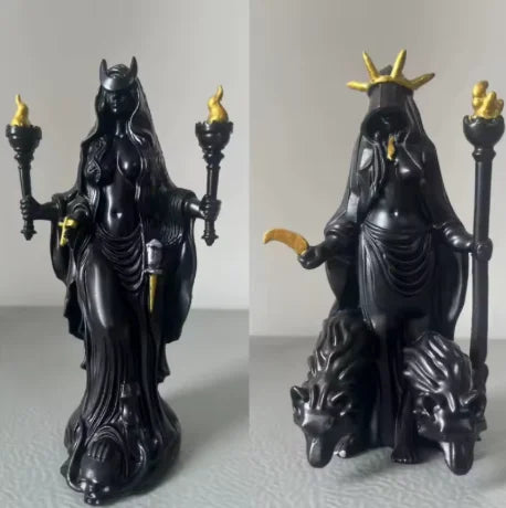 Greek Witch Statue Figurine Decoration Halloween Hecate Witch Modern Hounds of Magic Resin Sculpture Decor