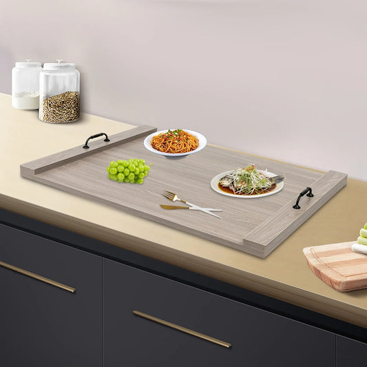''30 x 22" Large Solid Wood Noodle Board Stove Cover with Handle, Handmade Cookware Accessory Decorative Tray for Home Kitchen