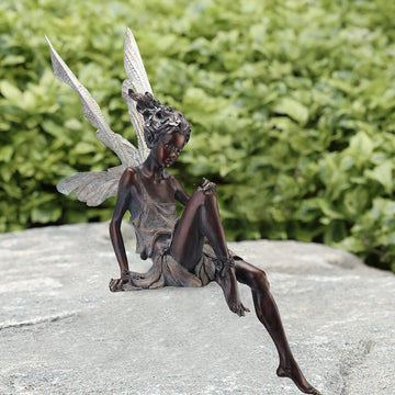 Flower Fairy Girl Figurine Landscaping Resin Turek Sitting Sculpture Ornament