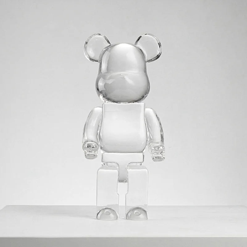 400% Transparent Bear Figurine Resin Clear Violent Bear Statues Figures Luxury Living Room Decorations Sculpture Home Ornament