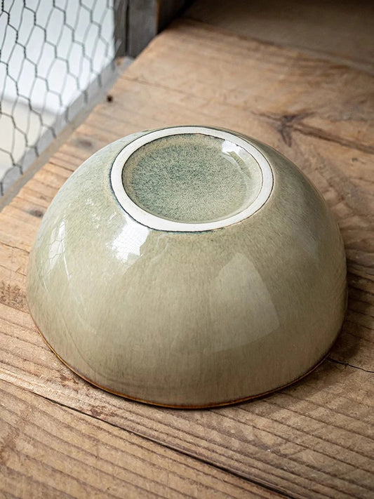 500ml Vintage Ceramic Salad Bowl Heat-resistant Rice Soup Bowl Irregular Edges Kitchen Noodle Bowl Microwave Safe 5.5inch