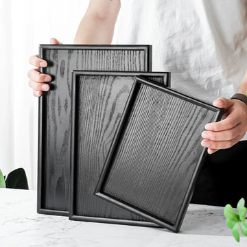 Japanese Kitchen Storage Tray Household Wooden Tea Tray Home Decoration Cosmetic Storage Tray Coffee Snack Tray Bread Round Tray