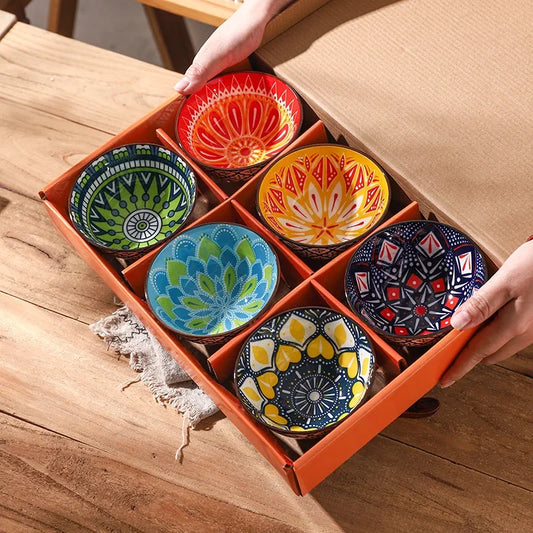 Ceramic Bohemian Underglaze Color Rice Bowl New Home Especially Good-looking Eating Rice Bowl