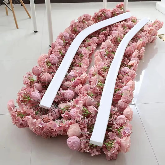 Romantic Rose Hydrangea Flower Row Table Sofa Runner Decor Wedding Backdrop Arch Frame Window Display Banquet Party Event Props