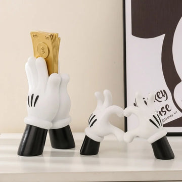 Aesthetic Hand Figurine Worship Money Anime Mouse Statue Resin Art Hand Decorative Sculpture Jewelry Rack Living Room Decor