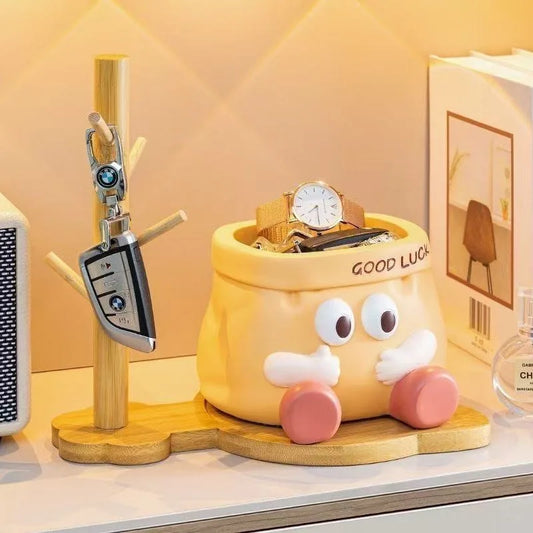 Cartoon pen holder, large capacity entrance key, stationery storage box, TV cabinet, desktop home decoration