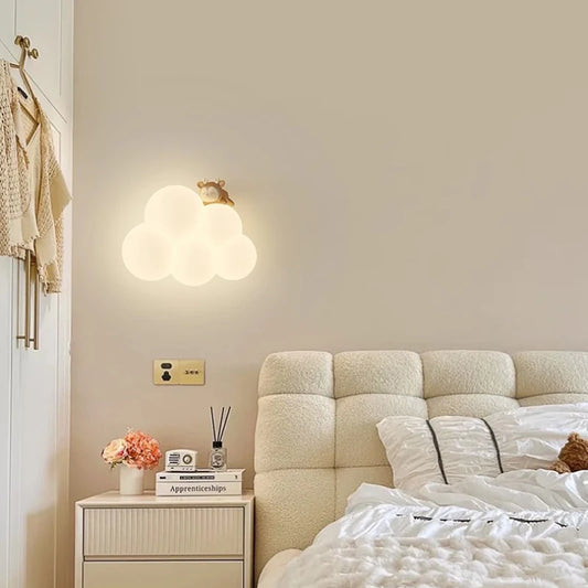 Minimalist Children's Room Wall Lamps Cute Monkey Rabbit Cloud Lamp LED Warm Princess Room Boy Girl Bedroom Bedside Wall Lights