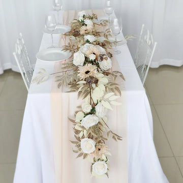 Champagne Vine Artificial White Flower Plants Romantic Vine for Home Dining table Garden Patio Wedding Table Decor Accessories