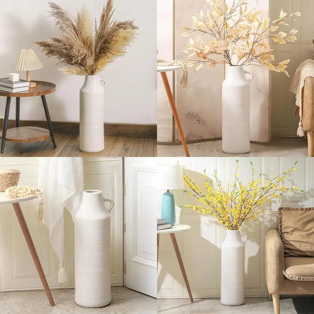 Large Boho Decorative Floor Vase, 22.8 Tall, Modern Ceramic for Pampas Grass, Stylish Flower Arrangement