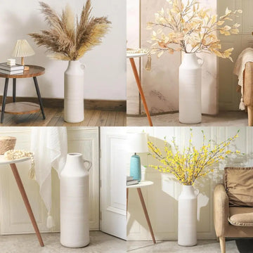 Large Boho Decorative Floor Vase, 22.8 Tall, Modern Ceramic for Pampas Grass, Stylish Flower Arrangement