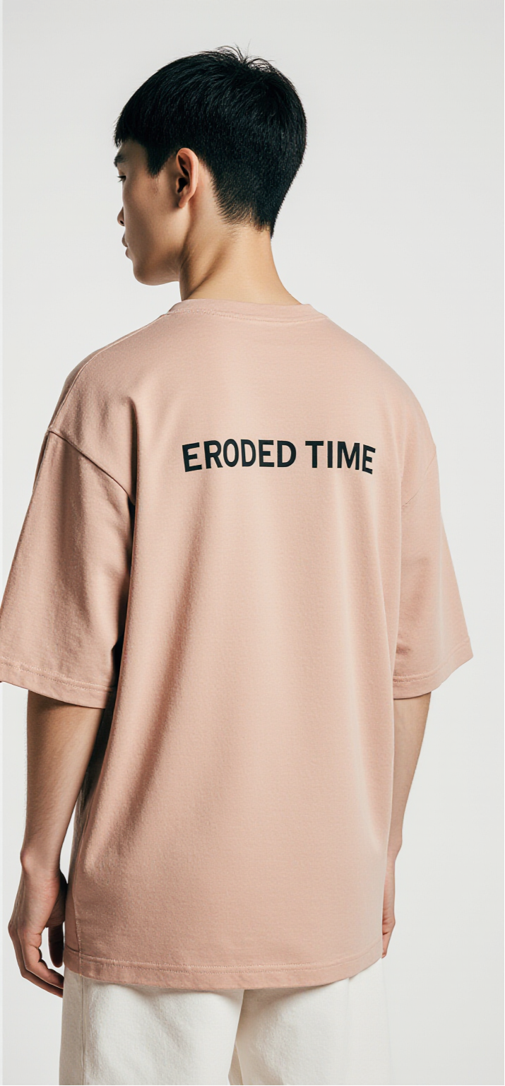 Oversized Dusty Pink T-Shirt for Men – Ancient Roman Statue Graphic – Streetwear "Eroded Time"