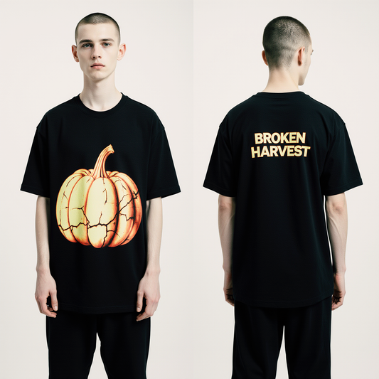 Broken Harvest Oversized Halloween T-Shirt – Limited Edition Streetwear Pumpkin Graphic Tee