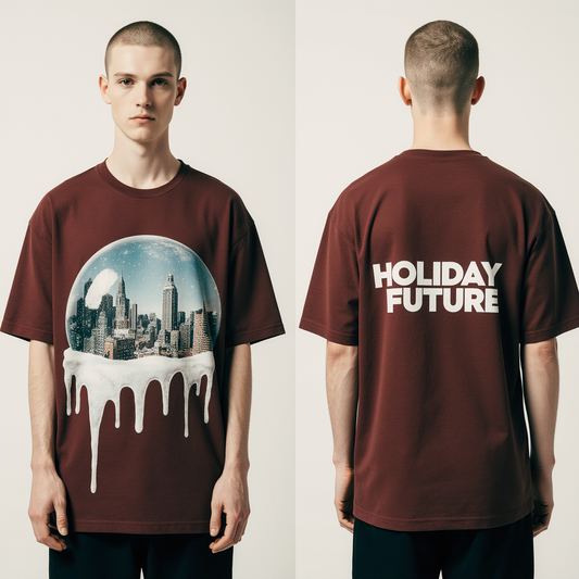 Holiday Future Oversized Christmas T-Shirt – Limited Edition Snow Globe Graphic Streetwear Tee