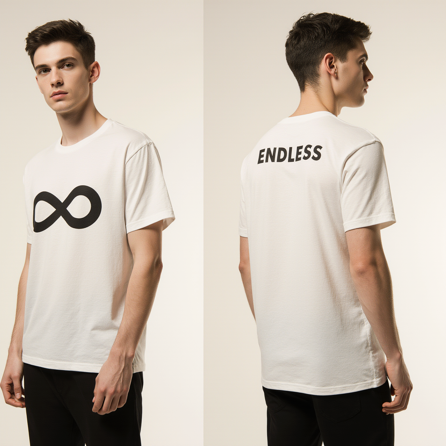 Men’s Oversized White T-Shirt – Black Infinity “ENDLESS” Minimalist Premium Tee