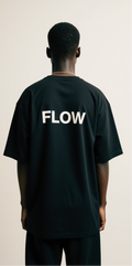 Men’s Oversized Black T-Shirt – Saturn Galaxy “FLOW” Premium Streetwear Tee