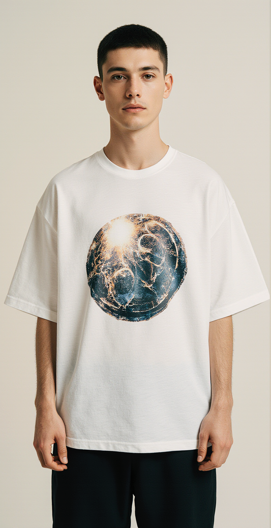 Men’s Oversized White T-Shirt – “NEW EMPIRE” Luxury Streetwear Graphic Tee