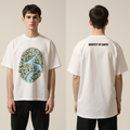 Oversized White T-Shirt for Men – Nature River & Forest Graphic – Streetwear 