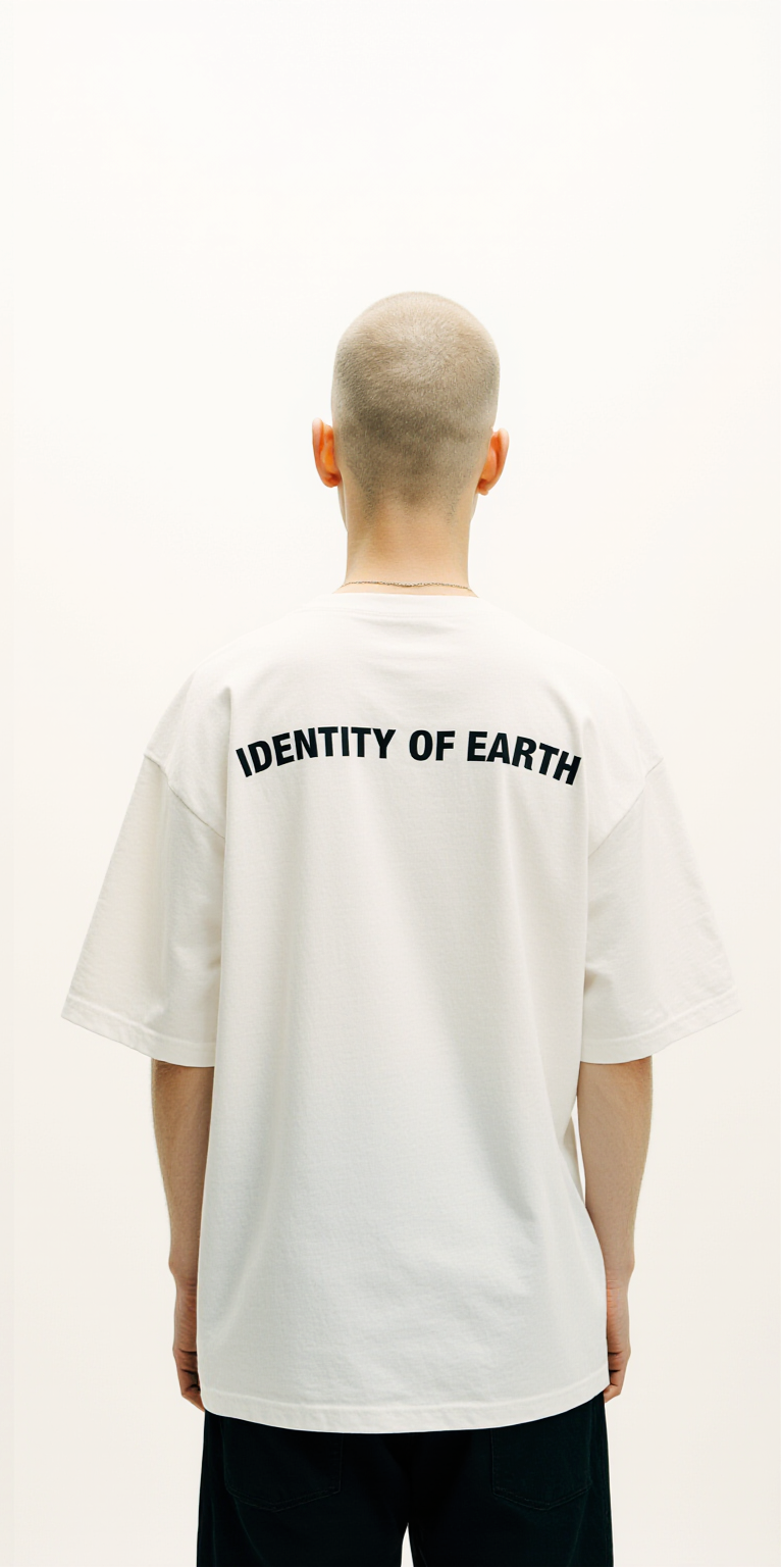 Oversized White T-Shirt for Men – Nature Handprint River Graphic – Streetwear "Identity of Earth"