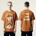 Oversized Burnt Orange T-Shirt for Men – Hourglass Time Graphic – Streetwear 