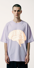 Oversized Lavender T-Shirt for Men – Brain Illustration Graphic – Streetwear 