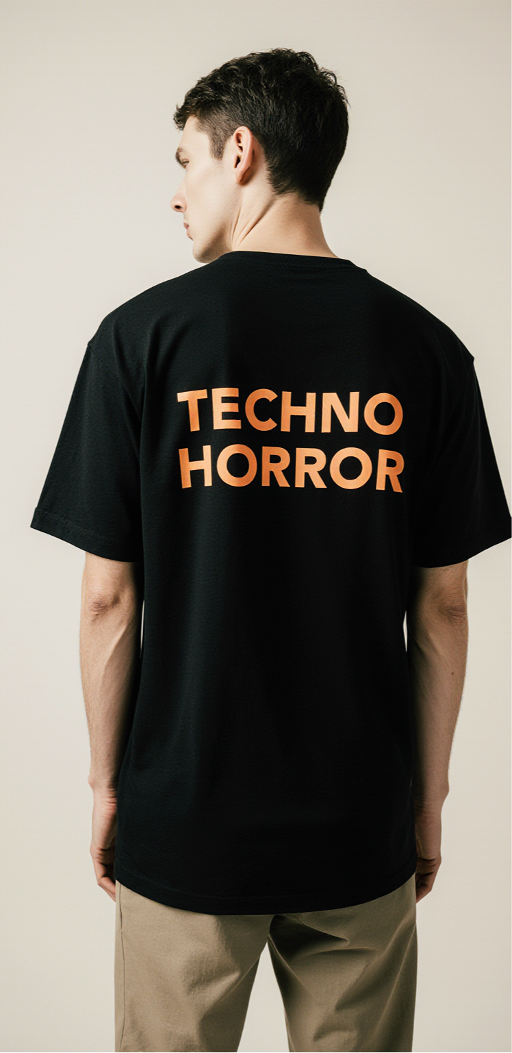Techno Horror Oversized Halloween T-Shirt – Cyberpunk Pumpkin Graphic Streetwear Tee
