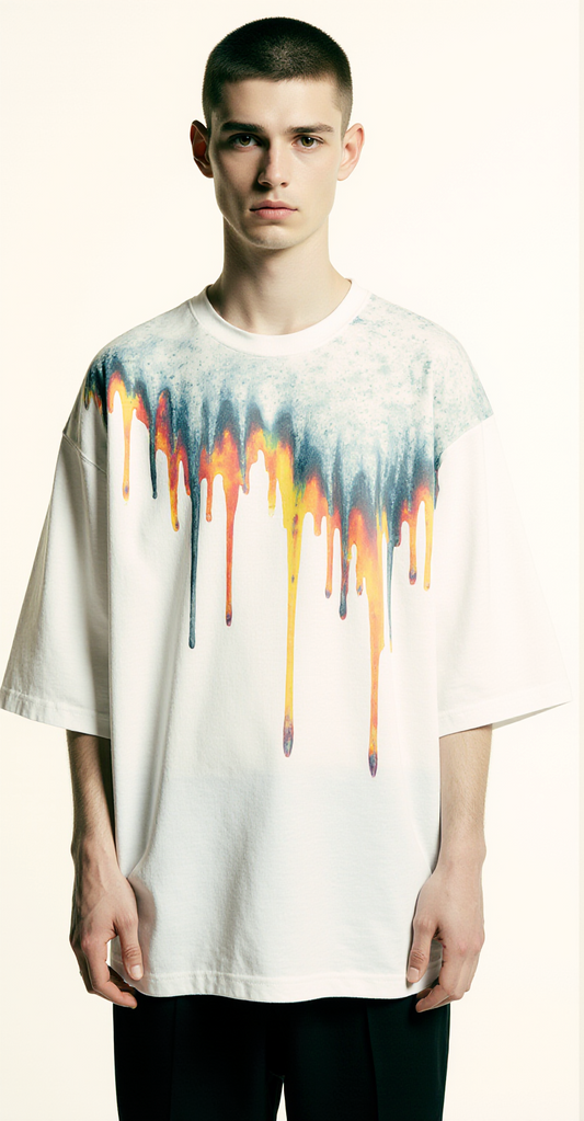 Melted Winter Oversized Streetwear T-Shirt – Limited Edition Drip Effect Graphic Tee
