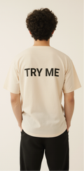 Bad Mood Oversized Graphic T-Shirt – Trendy Streetwear Tee with Funny Face Print & “TRY ME” Back Design