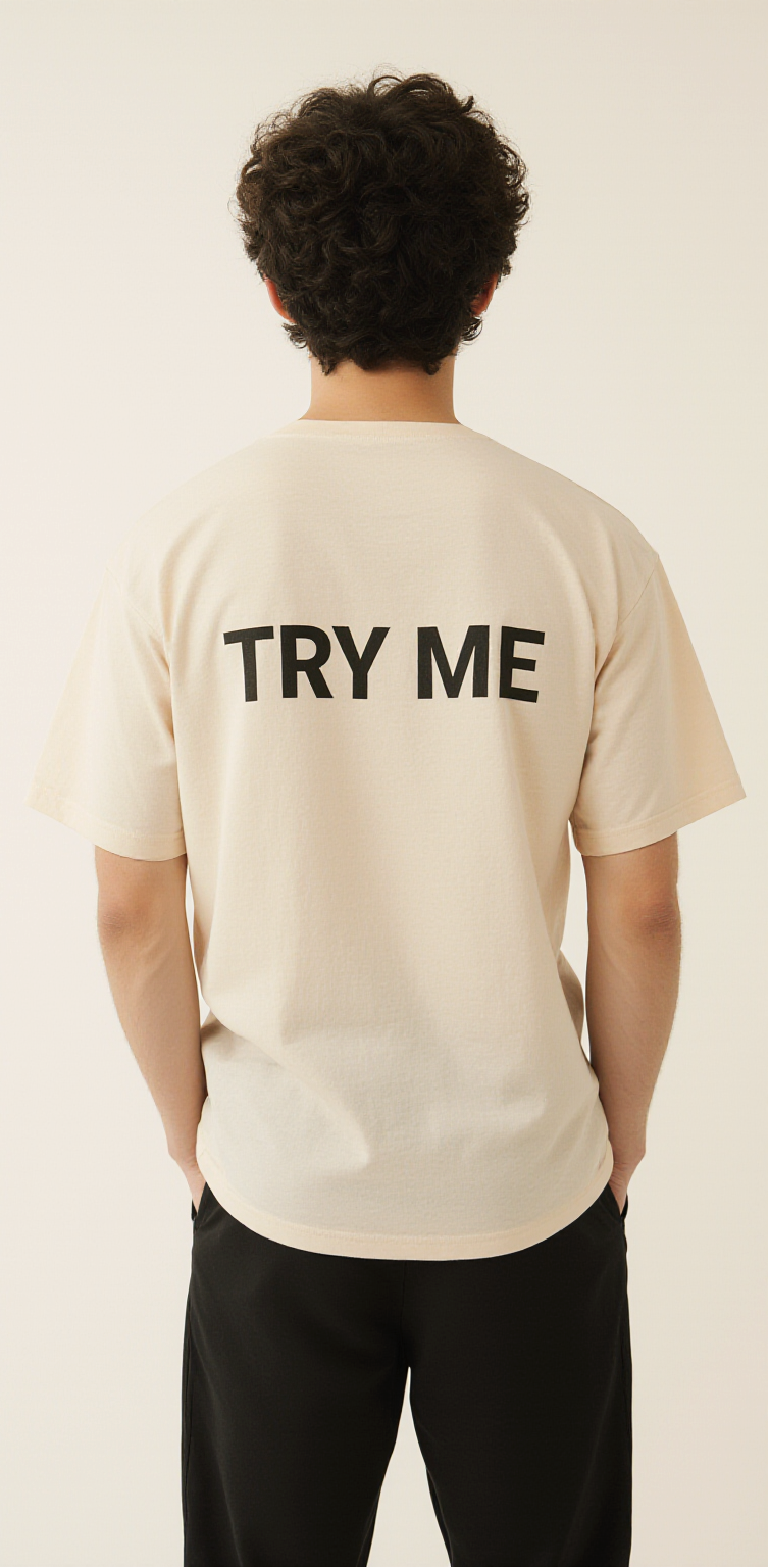 Bad Mood Oversized Graphic T-Shirt – Trendy Streetwear Tee with Funny Face Print & “TRY ME” Back Design