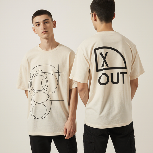 X OUT Oversized Graphic T-Shirt – Minimalist Geometric Streetwear Tee for Men & Women