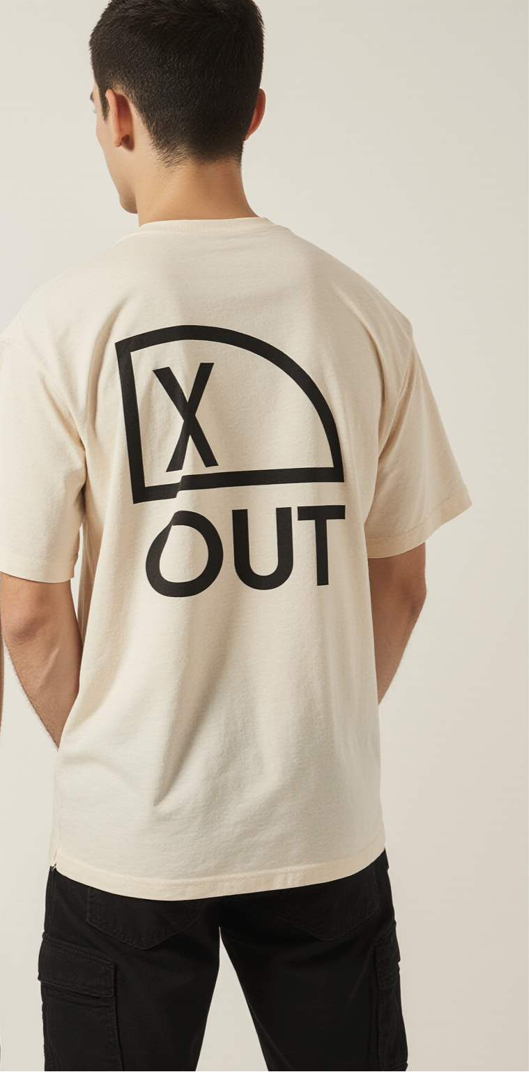 X OUT Oversized Graphic T-Shirt – Minimalist Geometric Streetwear Tee for Men & Women