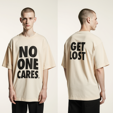 No One Cares Oversized T-Shirt – Bold Streetwear Graphic Tee with “Get Lost” Back Print