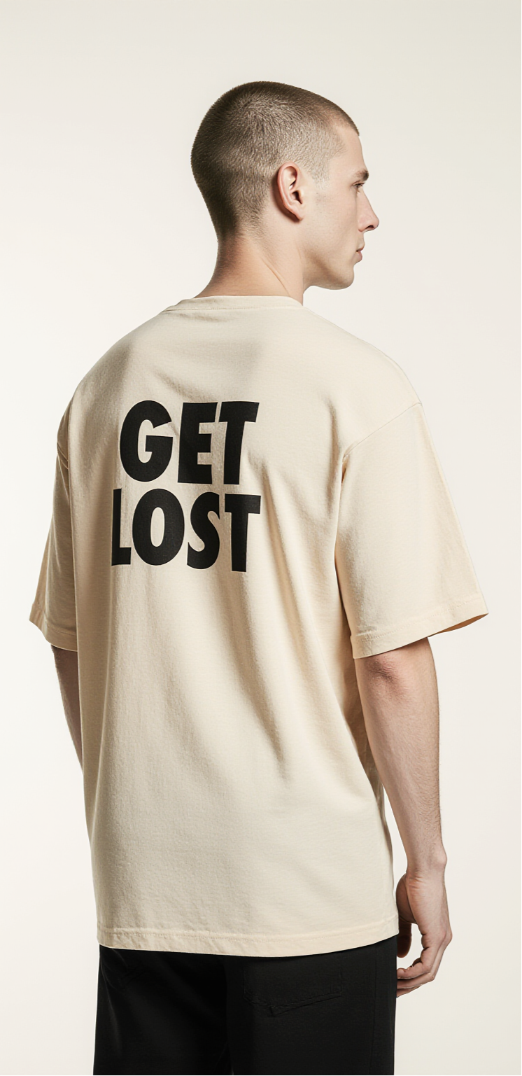 No One Cares Oversized T-Shirt – Bold Streetwear Graphic Tee with “Get Lost” Back Print