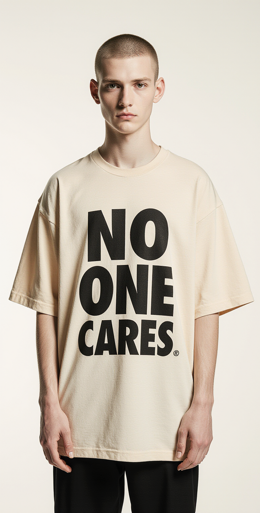 No One Cares Oversized T-Shirt – Bold Streetwear Graphic Tee with “Get Lost” Back Print