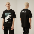 Geometric Oversized T-Shirt – Black Minimalist Streetwear Tee with Abstract Graphic & EMILD Back Print