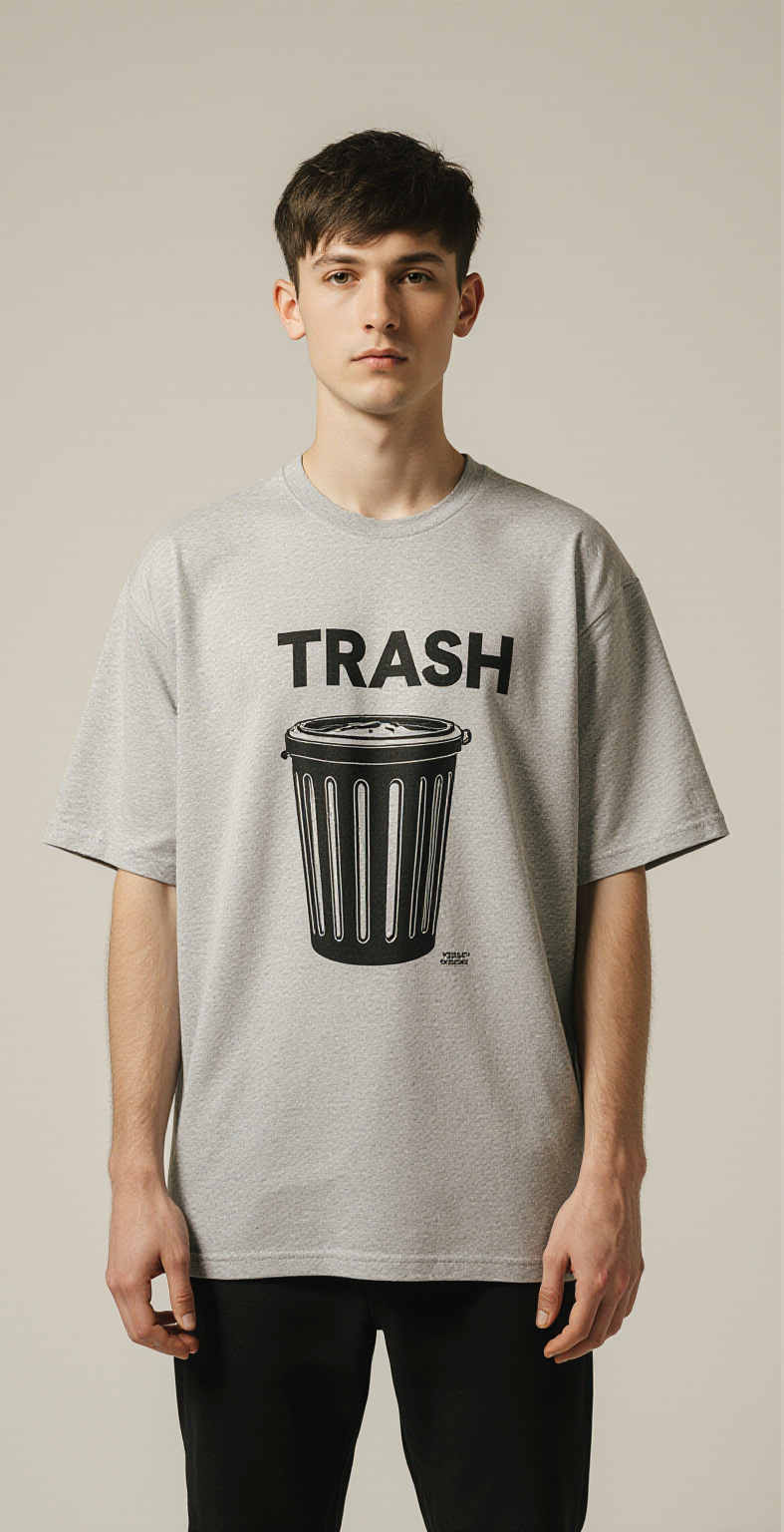 Trash Oversized T-Shirt – Gray Streetwear Graphic Tee with “People Are Garbage” Back Print